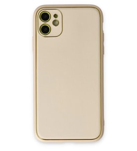 Pilelistore   iPhone 12 Kılıf Coco Deri Silikon Kapak - Gold