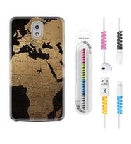Samsung Note 3 4 5 8 9 20 Ultra 10 Lite Kılıf Kablo Koruma Spiral Silikon Map Planet 1656