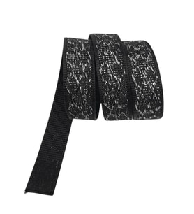 Angel Çanta Aksesuar 3 cm Polyester Kolon Siyah Gümüş Simli 1 Metre
