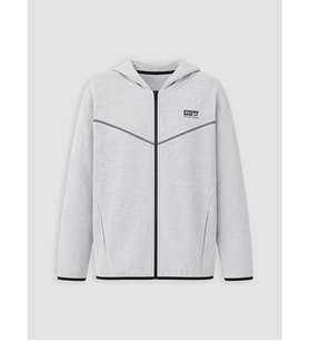 LCW Kids Gri Kapüşonlu Baskılı Erkek Çocuk Fermuarlı Sweatshirt