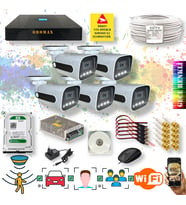 Qromax 5 Kameralı Set - Yapay Zeka Özellikli Gece Renkli Gösteren 5MP SONY Lensli 4 Ultra Warm Ledli FULLHD Güvenlik Kamerası Seti 784W