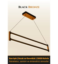 Orion Bronz 4000K Lineer LED Sarkıt Avize – Kumandalı Dim Edilebilir – Aşağı Işık