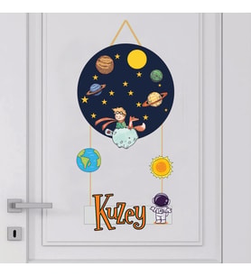 Bebek Odası Ahşap Kapı Süsü Uzay 4