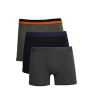 Erkek Penye 3'lü Boxer Siyah-Haki-Lacivert