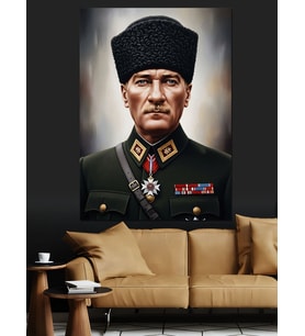 Mustafa Kemal Atatürk Portresi Dekoratif Kanvas - Mdf Ahşap Tablo