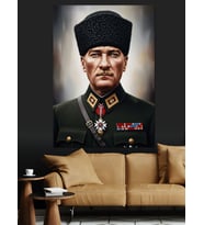 Mustafa Kemal Atatürk Portresi Dekoratif Kanvas - Mdf Ahşap Tablo
