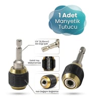1 Adet Manyetik Mıknatıslı Matkap Ucu Bits Uç Tutucu Pratik Sök Tak Hızlı Bilyalı Manyetik Uç