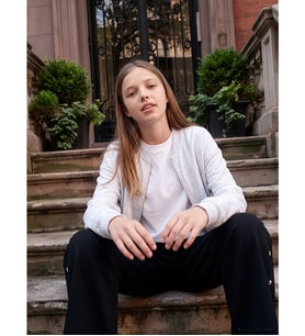 LCW Kids Ekru Dik Yaka Kız Çocuk Fermuarlı Sweatshirt