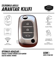 Renault Fluence Megane Clio Kangoo Master Silikon Oto Anahtar Kılıfı Kabı Darbe Emici Anahtarlık