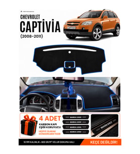 CHEVROLET CAPTİVA (2008-2011) Uyumlu Torpido Örtüsü Torpido Kılıfı - Siyah Mavi