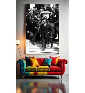 ATATÜRK PORTRE XV Ev Duvar Salon Güzellik Salonu Ofis Dükkan Dekarasyon Kanvas Tablo (Akçaağaç)