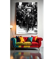 ATATÜRK PORTRE XV Ev Duvar Salon Güzellik Salonu Ofis Dükkan Dekarasyon Kanvas Tablo (Akçaağaç)
