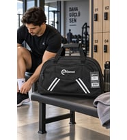 Fitilli Spor ve Seyahat Çantası Siyah 2 Gözlü 38x62x20 cm Günlük Kullanım