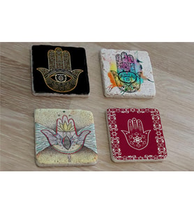 Fatıma'nın Eli Doğal Taş Bardak Altlığı 4'lü set - Natural Stone Coasters