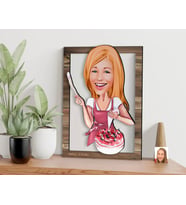 BK Gift Kişiye Özel Kadın Aşçı Karikatürlü 3D Ahşap Tablo, Sevgiliye Hediye, Arkadaşa Hediye, Yıl Dönümü Hediyesi, Doğum Günü Hediyesi-1