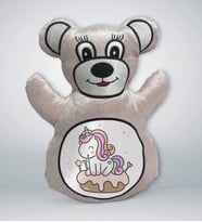 BK Gift Sevimli Unicorn Tasarımlı Krem Ayıcık Yastık-1
