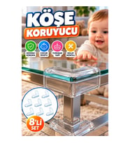 Şeffaf Mobilya Köşe Koruyucu 8'li Set – Masa, Sehpa ve Dolap Kenar Koruma Aparatı