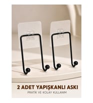 Mey İthalat® İkili Duvar Tipi Yapışkanlı Askılık Pratik Ev Düzenleme Askısı