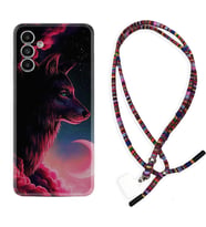 Samsung A23 A31 A32 A50 A51 A52 A53 A70 Kılıf Boyun Asklı Rasta Silikon Wolf and Moon 1380