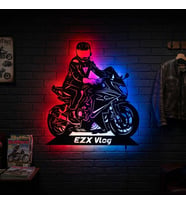 Kişiye veya Fotoğrafa Özel Led Işıklı Ahşap Hediyelik Motosiklet Tabloları, Dekor