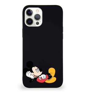 Apple iPhone 12 Pro Max Soft Premier Kapak Mickey Mouse-F Tasarımlı Silikon Kılıf - Siyah (Şeffaf)