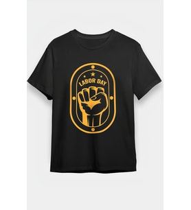 1 Mayıs Labor Day Emekçi Temalı Baskılı Oversize Bisiklet Yaka T-shirt - Siyah