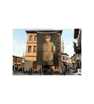 Atatürk Portre Türkiye Cumhuriyeti Kurucusu Mustafa K. Atatürk Poster Bayrak Premium Raşel Kumaş ATA3