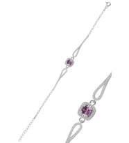 Söğütlü Silver Gümüş rodyumlu  pırlanta modeli amatis zirkon taşlı kare  bileklik