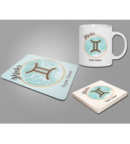 Kişiye Özel İkizler Burcu Temalı Astroloji Tasarım Üçlü Ofis Seti (Model 1)