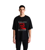 Erkek Oversize Grafik Baskılı Tişört Punk Rock Müzik Teması Konforlu Günlük Kesim Rahat Modern Şık