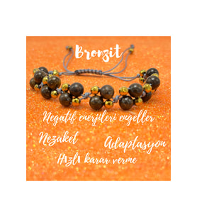 6mm Ipli Bronzit Ayarlanabilir Ölçü Doğal Taş Bileklik