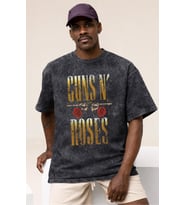 Guns N' Roses Rock Metal Müzik Grubu Baskılı Unisex Oversize Vintage Yıkamalı Tişört