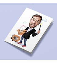 Kişiye Özel Sihirbaz Erkek Karikatürlü Tebrik Kartı