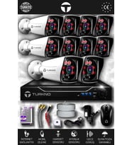 TURKNO 10 Kameralı Karia 10 Dış Kamera Set HDD'siz Full HD Gece Görüşlü Güvenlik Kamerası Sistemi