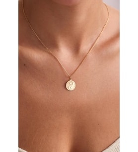 Kişiye Özel Güneş Ay Tasarım Yin Yang Kolye 925K Gümüş (Gold)