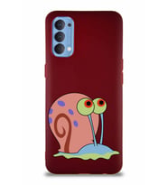 Oppo Reno 4 Soft Premier Kapak Salyangoz Gary Tasarımlı Silikon Kılıf - Mürdüm (Şeffaf)
