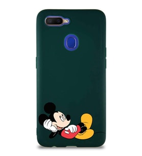 Oppo AX7 Soft Premier Kapak Mickey Mouse-F Tasarımlı Silikon Kılıf - Yeşil (Şeffaf)