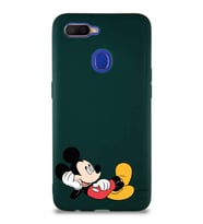 Oppo AX7 Soft Premier Kapak Mickey Mouse-F Tasarımlı Silikon Kılıf - Yeşil (Şeffaf)