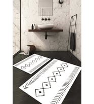 Dijital Baskılı Kaymaz Taban Yıkanabilir 2'li Klozet Takımı Banyo Paspası NDKZ-HS-241 (Beyaz)