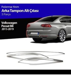 Volkswagen Passat B8 Arka Tampon Çitası Krom Nikelajı 2015-2018