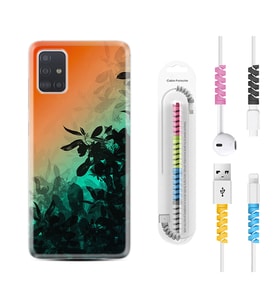 Samsung a71 A72 A73 A7 A9 2018 C7 C9 Kılıf Kablo Koruma Spiral Silikon Güzel Çiçekler 1712