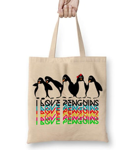 Penguins Pengüen Bez Çanta Uzun Saplı