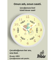 İsme Özel Bisiklet Süren Kaplumbağa Çocuk Odası Duvar Saati Orta Boy 30 cm Beyaz Camlı Sessiz