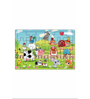 Çiftçi ve Ailesi  3-9 Yaş Çocuklar için 24 Parçalı Ahşap Puzzle Yapboz
