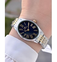 Ferro Çelik Kordon Oval Kasa İTALIAN DESIGN 2 Yıl Garantili Kadın Kol Saati+Bileklik EFL40145-M7 (Lacivert)