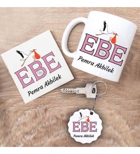 Ebe Kupa Bardak Altlık ve Anahtarlık Hediye Seti (Model 1)