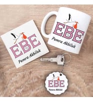 Ebe Kupa Bardak Altlık ve Anahtarlık Hediye Seti (Model 1)