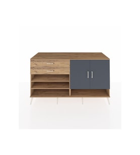 Kronos Konsol 4 Raflı 2 Çekmeceli 2 Kapaklı 176x59x99 Çam-Antrasit/Çam