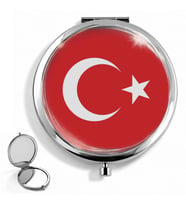 Cep Aynası Türk Bayrağı Tasarımlı El Aynası Makyaj Aynası Kişiye Özel Hazırlanabilir Yuvarlak Çanta Aynası