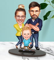 Kişiye Özel Aile 2 Tasarımlı Karikatür Biblo